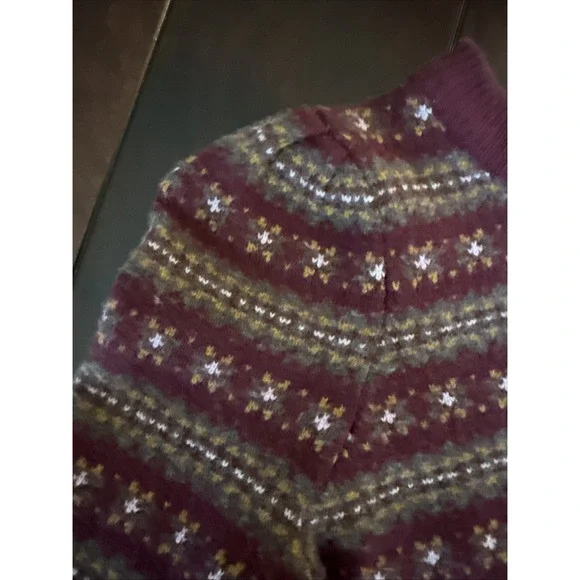 FAHERTY Highland Fair Isle Puff Sleeve Sweater Womens S Gray Merino Wool Blend - Picture 4 of 13